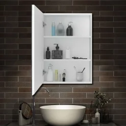 Armoire de Toilette Mural avec Miroir et Rangement - Moderne, Blanc, 40x70 cm, AICA Sanitaire