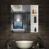 Armoire de Toilette Mural avec Miroir Niches Intégrées et Rangement Fermé - Moderne, Blanc, 80x70 cm, AICA Sanitaire