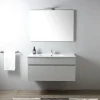 Armoire De Toilette Murale 100 Cm Avec Tiroir Gris Lune Et Miroir 100X60
