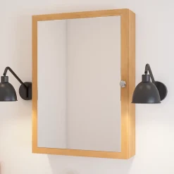 Armoire de toilette placage chêne l.50 x H.70 x P.15 cm, GoodHome Perma