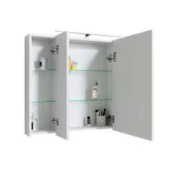 Armoire de toilette salle de bain avec miroir et LED 90,4x72x15 cm