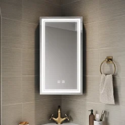 Armoire de toilette SIRHONA 60x75cm + Interrupteur tactile + LED température 3 couleurs + Anti-buée + Prise rasoir