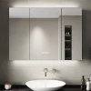 Armoire de toilette SIRHONA Extra Large Miroir 90x65 cm + Grand Rangement + Température LED tricolore + Anti-buée + Prise rasoir