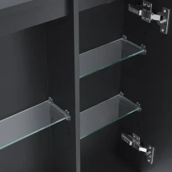 Armoire de toilette SIRHONA Extra Large Miroir 90x65 cm + Grand Rangement + Température LED tricolore + Anti-buée + Prise rasoir