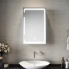 Armoire de toilette SIRHONA miroir de salle de bain avec lumière LED 3 couleurs,38x60cm, meuble de rangement blanc anti-buée