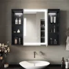 Armoire de toilette SIRHONA Grand Rangement 60x75 cm + Interrupteur tactile + Température LED tricolore + Anti-buée + Prise rasoir