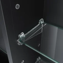 Armoire de toilette SIRHONA Grand Rangement 60x75 cm + Interrupteur tactile + Température LED tricolore + Anti-buée + Prise rasoir