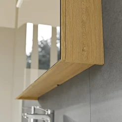 Armoire de toilette suspendue Anthracite mat 100x18x70cm (LxPxH) 2 portes miroir, éclairage LED, tablettes en verre - SOLO