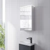 Armoire de toilette suspendue miroir 40x19x71cm (LxPxH), charnière à gauche, éclairage LED, tablettes en verre - VARO