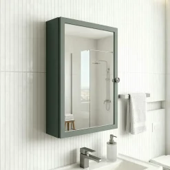 Armoire de toilette vert mat l.50 x H.70 x P.15 cm, GoodHome Perma