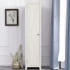 Armoire haute et étroite, étagère à 4 compartiments et porte, peu encombrante, grand espace de rangement, 43 x 19,5 x 183 cm.