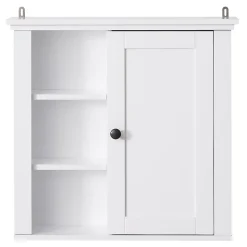 Armoire haute murale de salle de bain ou WC placard 1 porte 3 niches dim. 53L x 14,5l x 50,5H cm MDF panneaux particules blanc