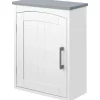 Armoire haute murale de salle de bain ou WC - placard porte avec étagère réglable - dim. 41L x 18l x 52H cm - MDF blanc gris