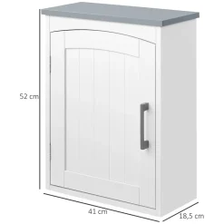 Armoire haute murale de salle de bain ou WC - placard porte avec étagère réglable - dim. 41L x 18l x 52H cm - MDF blanc gris