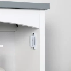 Armoire haute murale de salle de bain ou WC - placard porte avec étagère réglable - dim. 41L x 18l x 52H cm - MDF blanc gris