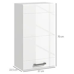 Armoire haute murale de salle de bain ou WC - placard porte 2 étagères - dim. 41L x 18l x 52H cm - MDF blanc mat laqué