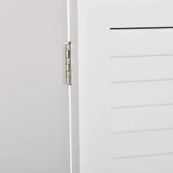 Armoire haute murale salle de bain ou WC - placard 2 portes persiennes avec étagère - porte-serviette - MDF blanc