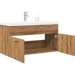 Armoire lavabo de bain avec bassin intégré chêne artisanal vidaXL
