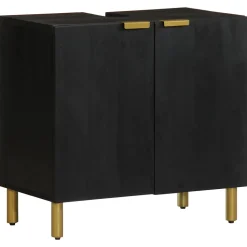 Armoire lavabo de salle de bain noir bois d'ingénierie vidaXL
