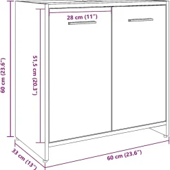 Armoire lavabo de salle de bain gris béton 60x33x60 cm vidaXL