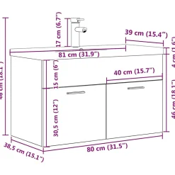 Armoire lavabo de salle de bain avec bassin intégré et robinet vidaXL