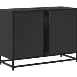 Armoire lavabo de salle de bain noir 80x33x60cm bois ingénierie vidaXL
