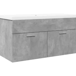 Armoire lavabo de salle de bain avec bassin intégré gris béton vidaXL