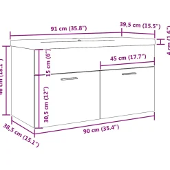 Armoire lavabo de salle de bain avec bassin intégré gris béton vidaXL