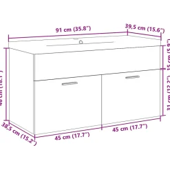 Armoire lavabo de salle de bain et bassin intégré chêne sonoma vidaXL