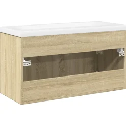 Armoire lavabo de salle de bain et bassin intégré chêne sonoma vidaXL