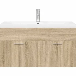 Armoire lavabo de salle de bain et bassin intégré chêne sonoma vidaXL