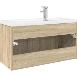 Armoire lavabo de salle de bain et bassin intégré chêne sonoma vidaXL
