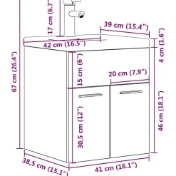 Armoire lavabo de salle de bain avec bassin intégré et robinet vidaXL