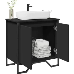 Armoire lavabo de salle de bain noir 60x35x60 cm vidaXL