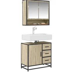 Armoire lavabo de salle de bain chêne sonoma bois d'ingénierie vidaXL