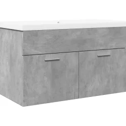 Armoire lavabo de salle de bain avec bassin intégré gris béton vidaXL