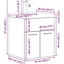 Armoire lavabo de salle de bain et vasque et robinet intégrés vidaXL