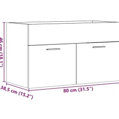 Armoire lavabo de salle de bain chêne artisanal bois ingénierie vidaXL