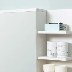 Armoire miroir de salle de bain avec étagère - 3 étagères latérales - kit installation murale fourni - panneaux particules blanc
