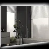 Armoire miroir LED de salle de bain - 2 portes, 2 étagères - tactile, lumière réglable - MDF blanc laqué verre