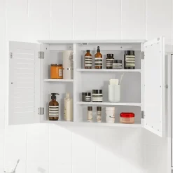 Armoire Miroir Meuble Haut de Salle de Bain Armoire Suspendue, BZR55-W, SoBuy