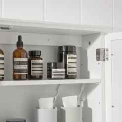 Armoire Miroir Meuble Haut de Salle de Bain Armoire Suspendue, BZR55-W, SoBuy