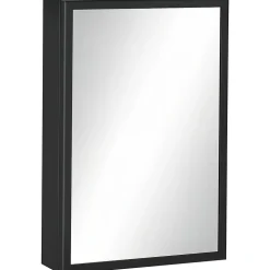 Armoire miroir murale salle de bain toilette dim. 40L x 12l x 60H cm acier inox. noir verre