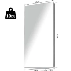 Armoire miroir salle de bain armoire de toilette murale meuble d'angle 2 étagères dim. 30L x 18,4l x 60H cm acier inox.