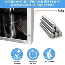 Armoire miroir salle de bain armoire de toilette murale meuble d'angle 2 étagères dim. 30L x 18,4l x 60H cm acier inox.