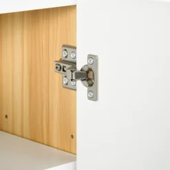 Armoire miroir salle de bain 3 portes 4 étagères aspect bois clair blanc