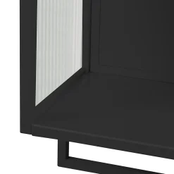 Armoire Murale 2 Portes avec Porte-Serviettes et Étagère Ouverte, Meuble en Verre et Métal pour Salle de Bain - 60x23x78 cm - Noir