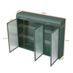 Armoire Murale 3 Portes Salle de Bain design Moderne avec Cadre Métal Vert et Verre, Meuble de Rangement, Vert foncé