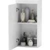 Armoire murale blanche avec porte, meuble salle de bain et cuisine à 2 étagères, armoire à pharmacie 37,2x24,5x76,8 cm