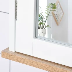 Armoire murale de salle de bain avec étagère réglable et 2 portes avec miroir en MDF - dim. 56I x 14P x 46H cm